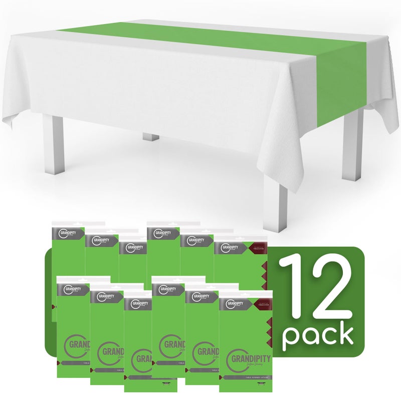 Grandipity Lime Green 12 Pack Premium Disposable Plastic Table Runner 14 x 108 Inch. Table Runner for Dinner Parties & Events by Grandipity - Image 2